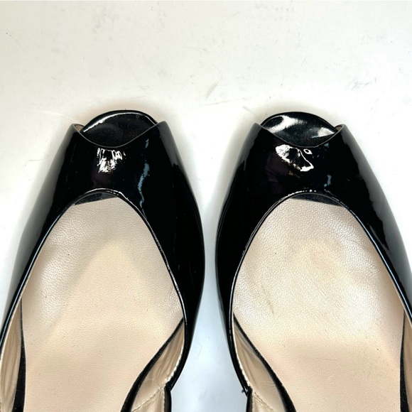 Michael Kors Black Patent Leather Wedge Peep Toe | 7.5 - Picture 7 of 8